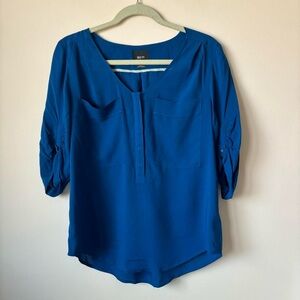 Maeve cobalt blue henley blouse